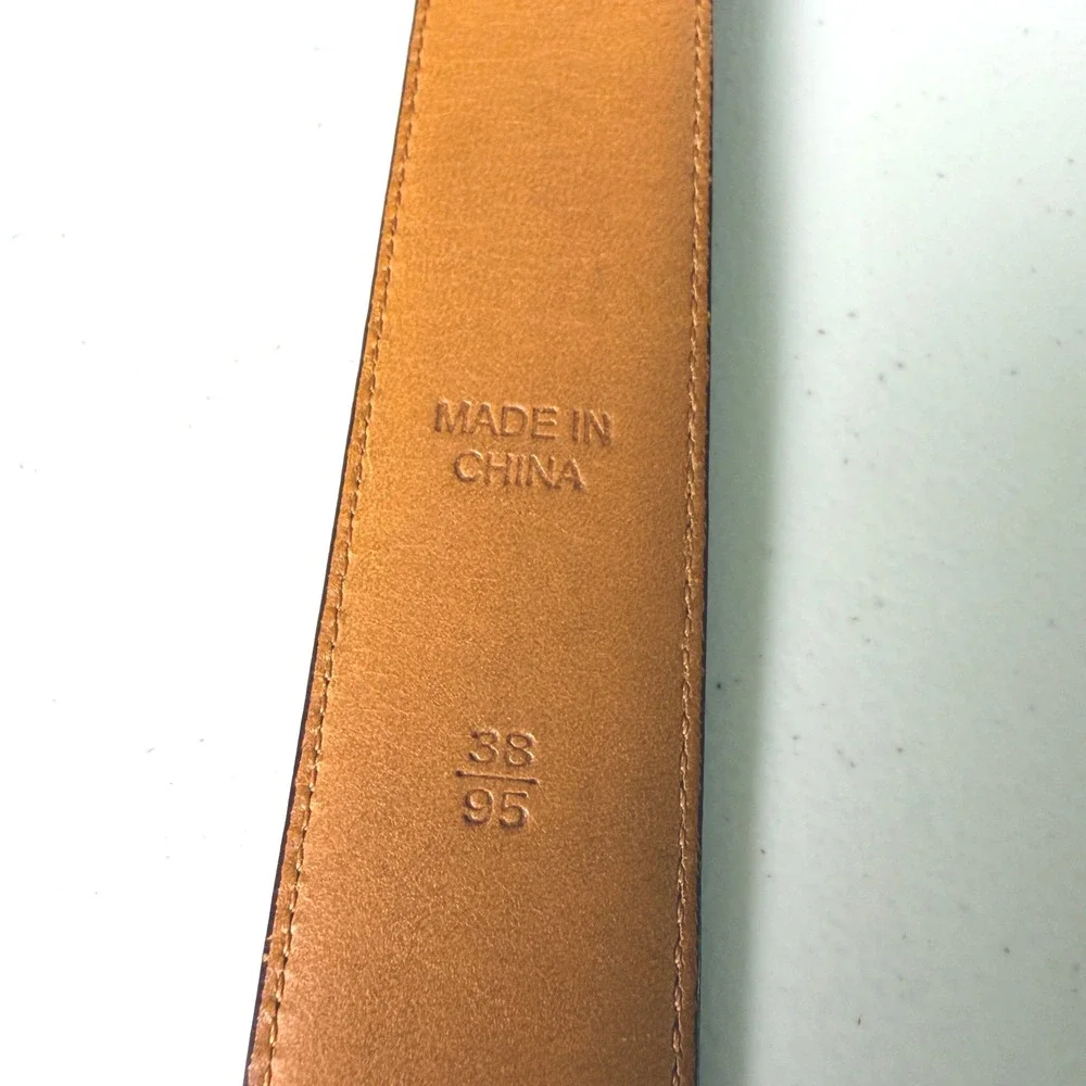 Polo Ralph Lauren Leather Belt 34 Brown Solid Brass Buckle Classic Mens